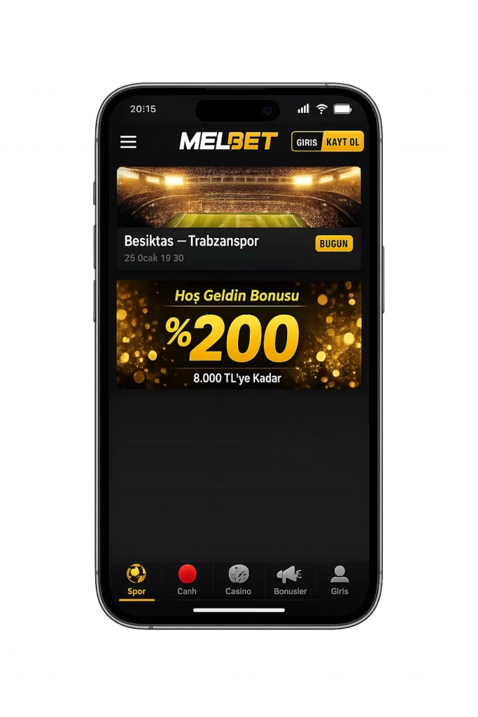 MelBet APK ana sayfa ekranı