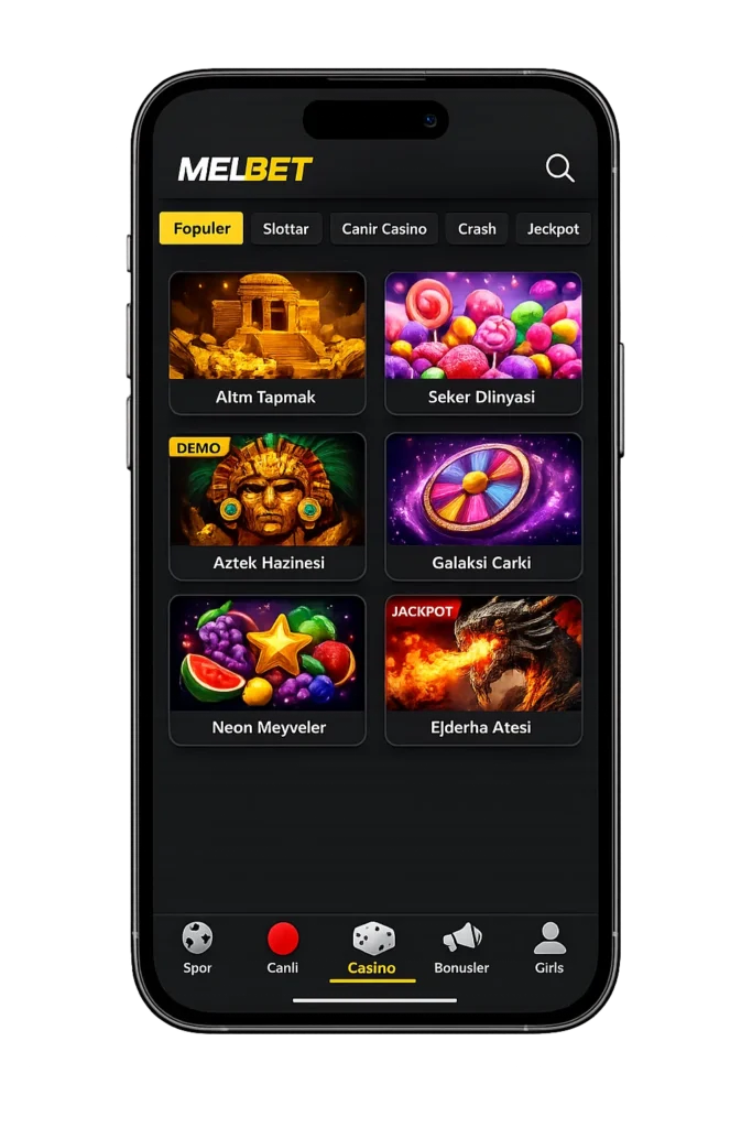 MelBet casino ekranı